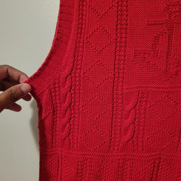 Ralph Lauren Red Cable Knit Linen Cotton Preppy Sweater Vest. Size M - Picture 6 of 6